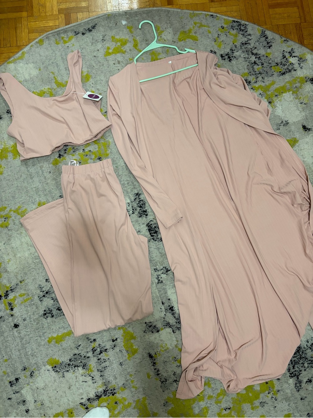 3-Piece Ribbed Set in Blush Pink - Picture 1 of 3